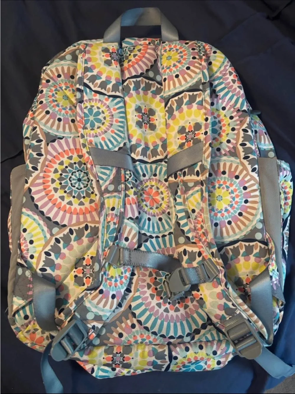 Vera Bradley Gray Multicolor Circular Print Backpack